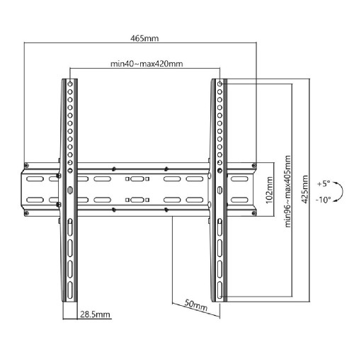 ΒΑΣΗ TV LCD BRATECK KL25-44T 32"-55" 35kg ΣΤΑΘΕΡΗ ΜΕ ΚΛΙΣΗ BLACK